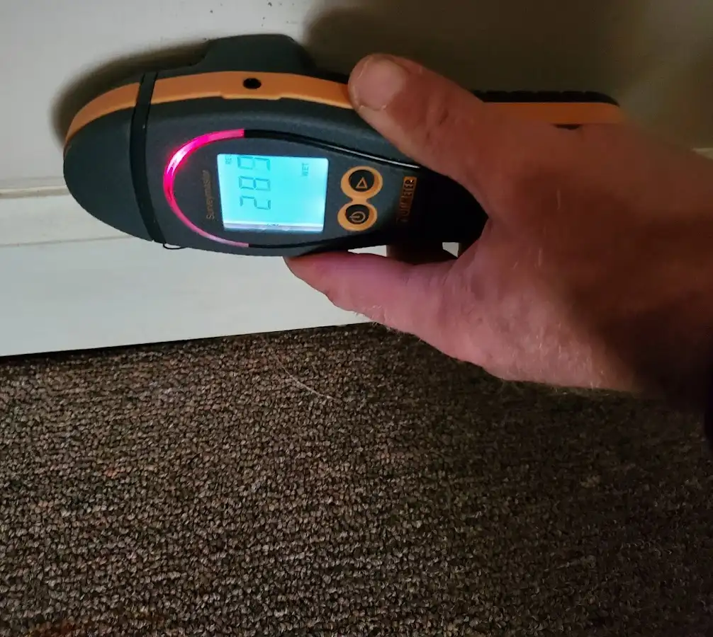 Moisture detection at baseboard during Mold Inspection & Testing in Texarkana